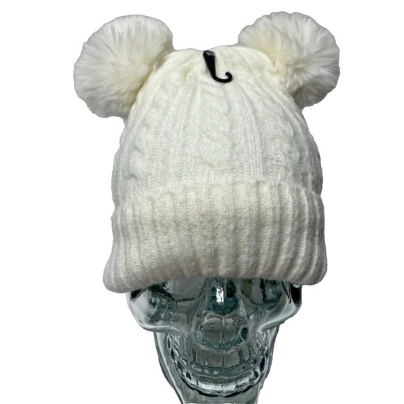 Women's Cozy Winter Hat with Double Pom Poms, Cream White, Soft Cozy Lining -New - Picture 2 of 10